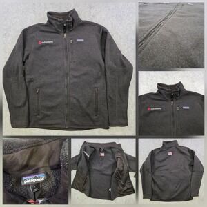 Patagonia Better Sweater Jacket Mens‎ Large Black Outsystems USA Flag 25528